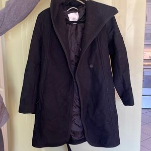 Wilfred virgin wool & cashmere coat robe style coat with hood